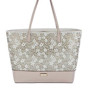 Euc Kate Spade Ny Ivory Floral Laser Cut Tote Bag Purse